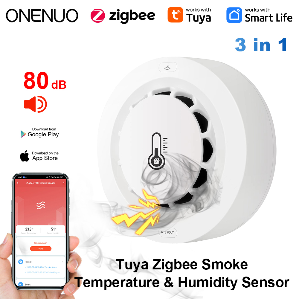 Smoke Detector Interconnected - Tuya Zigbee BT اثنين اتصال كاشف