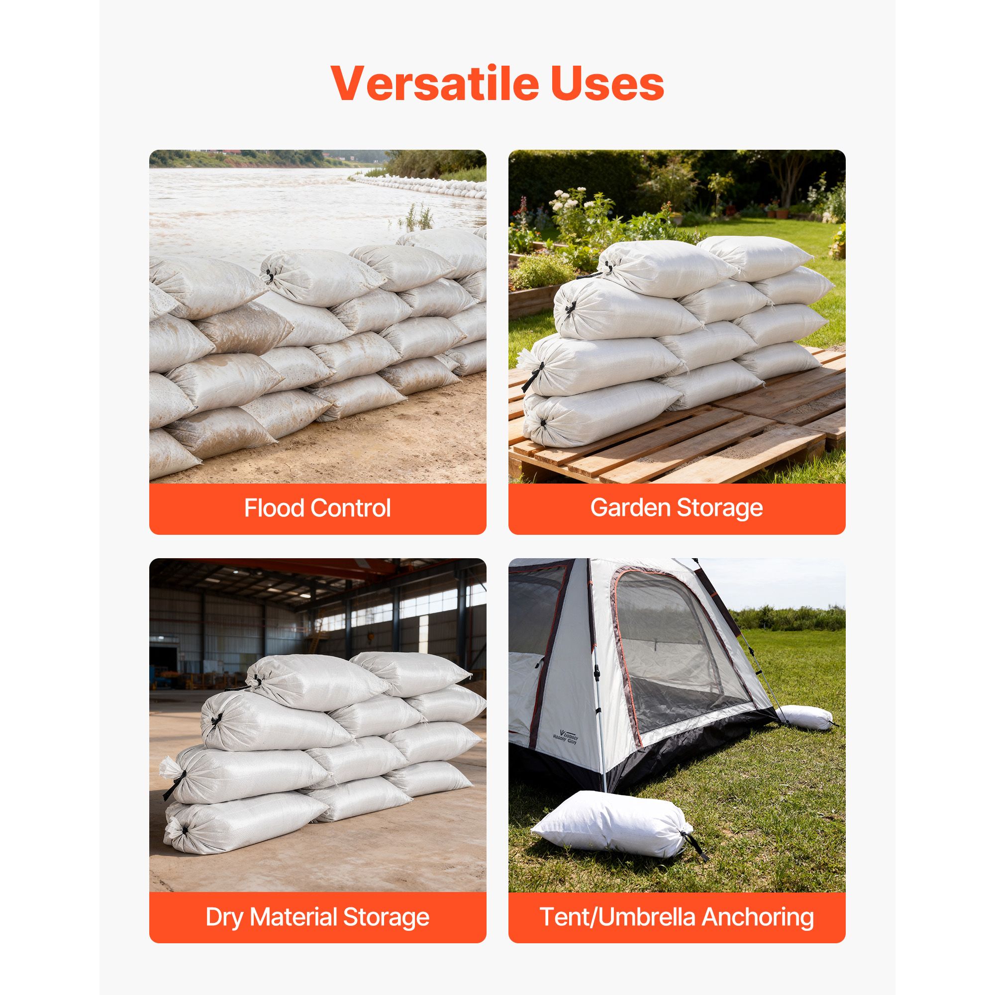 أكياس رمل فارغة، 100 عبوة بحجم - مراجعة Flood Barrier Bag وسعره