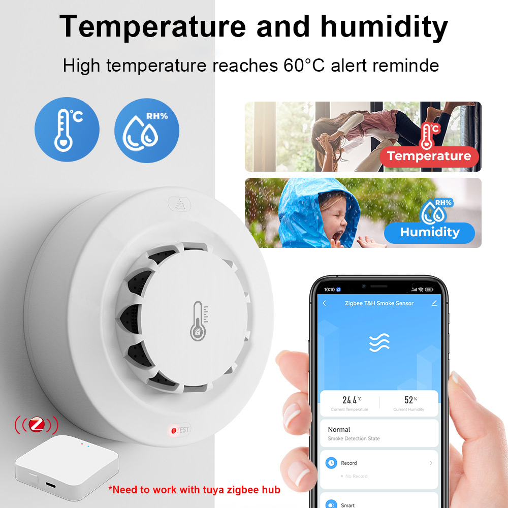 Tuya Zigbee BT اثنين اتصال كاش - مراجعة Smoke Detector Interconnected وسعره